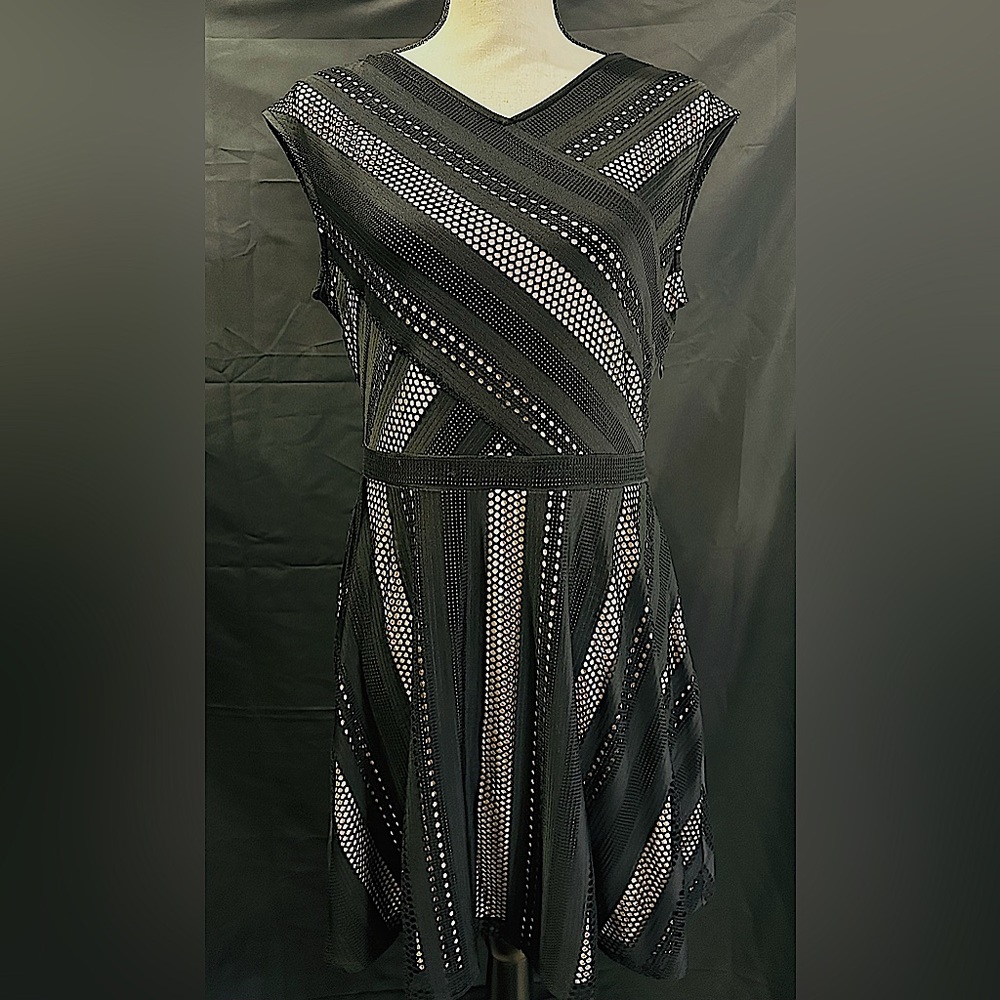 BCBGMAXAZRIA Dress; Size Large, Black and Nude Dress is two layers